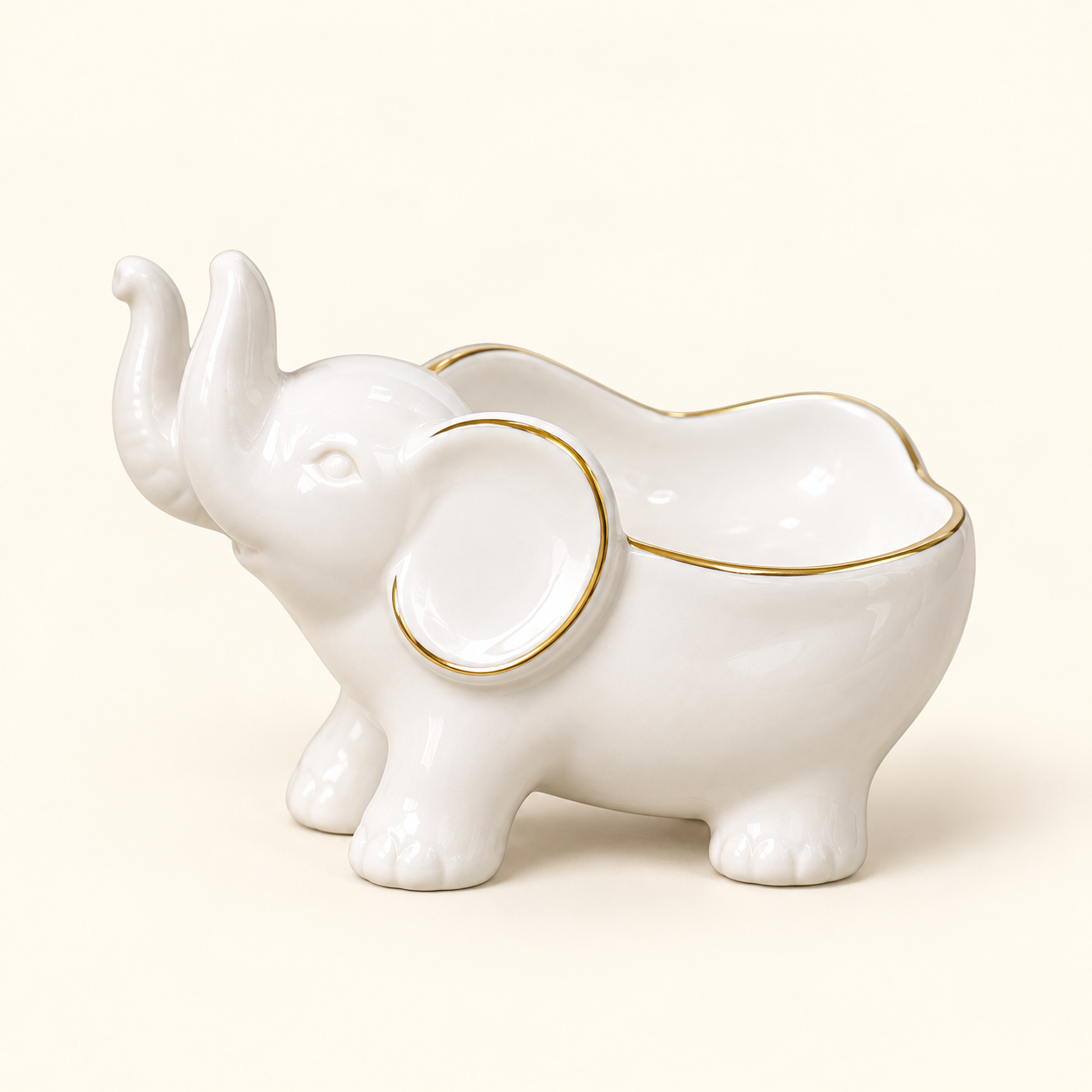 White Elephant Trinket Dish on an ivory studio background