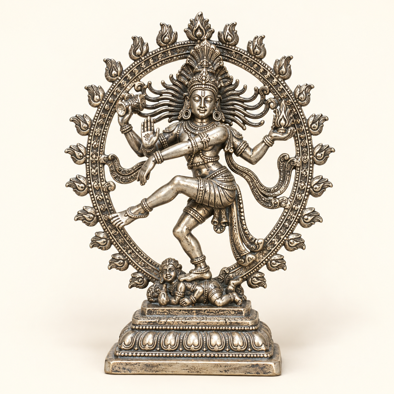 Nataraja — Silver Tone on an ivory studio background