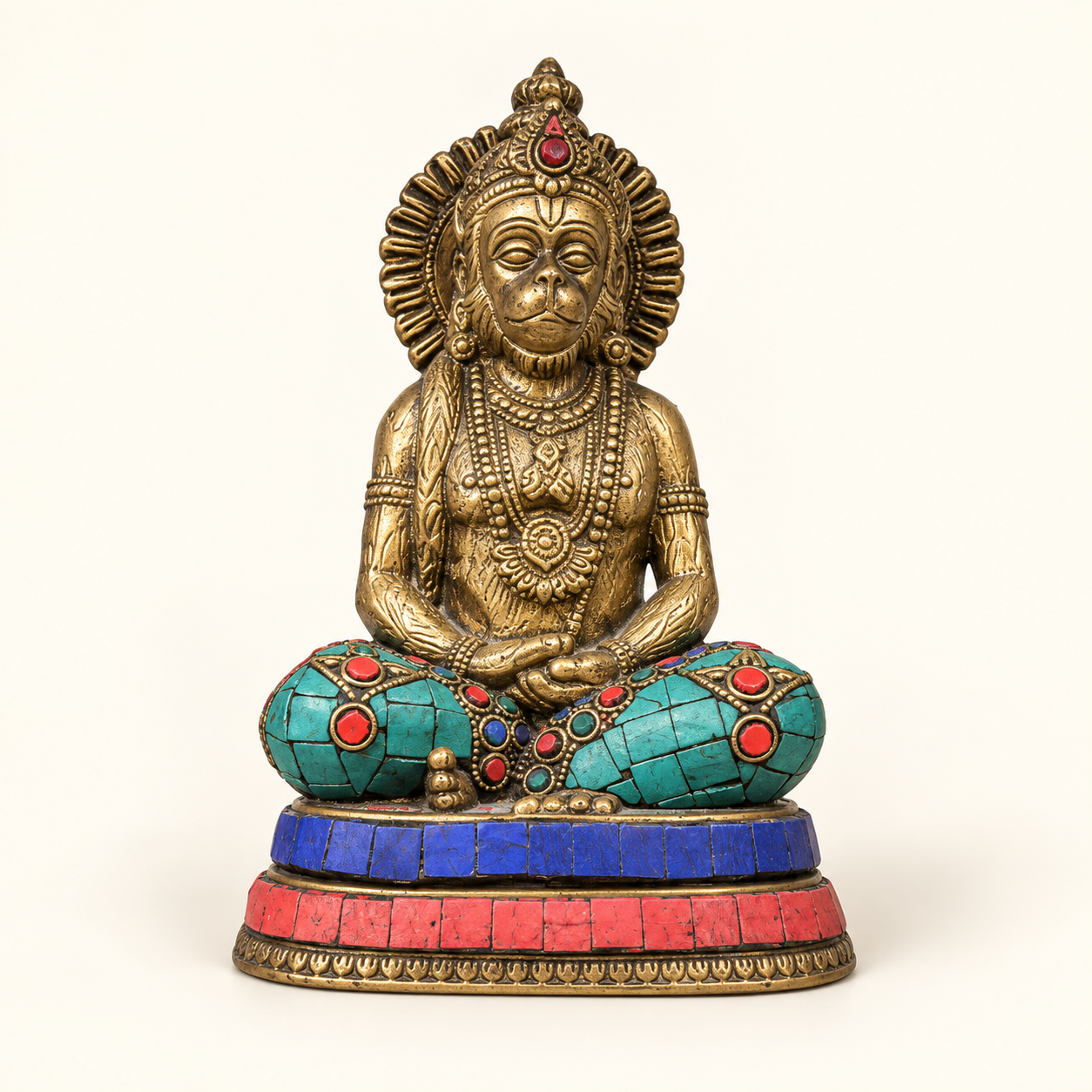 Mosaic Seated Hanuman on an ivory studio background