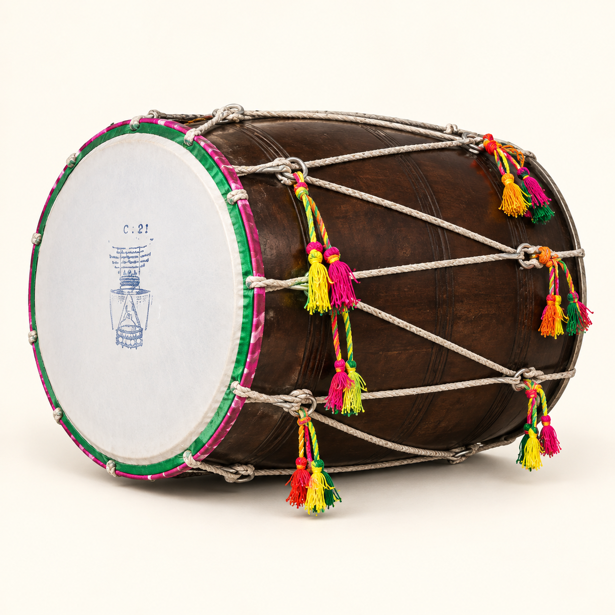 Dhol Drum on an ivory studio background